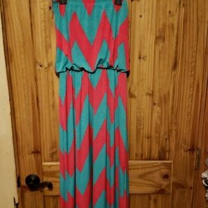 Long Pink and a soft Green color maxi dress.